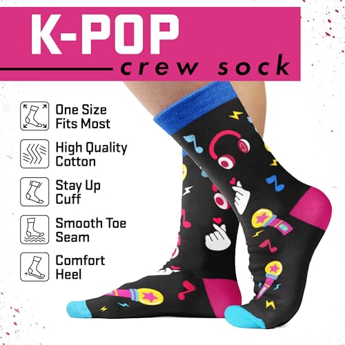 Kpop Merch - Unique Kpop Gifts for Girl, Teen - Cute Korean Socks - Christmas Gifts, Stocking Stuffers for Women - color: Music04