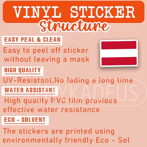 (3Pcs) Austria Flag Stickers – Austrian National Flag Vinyl Decals, 3" x 2" - color: Austria