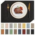 Romanstile Faux Leather Vinyl Placemats Set of 6, Black - color: Black