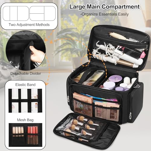 TANTO Large Makeup Bag, Portable Cosmetic Travel Bag for Makeup Artist