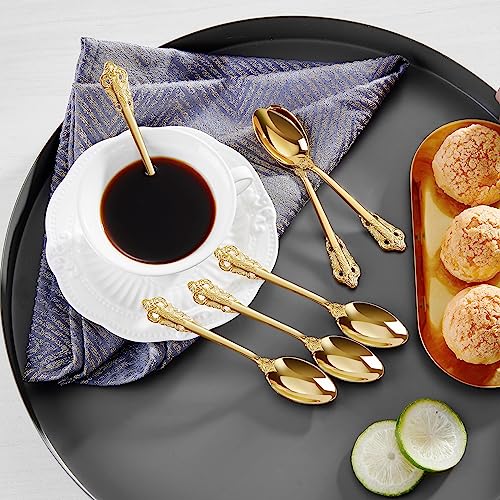 KEAWELL Luxurious 6-Piece 5.1-Inch Espresso Spoon Set (Gold) - color: Gold
