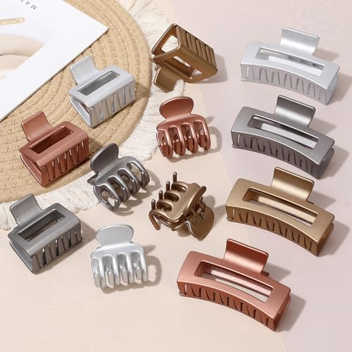 SMKSL 12 Pcs Hair Claw Clips for Women & Girls 3 Styles Hair Accessories - color: Metallic Glitter