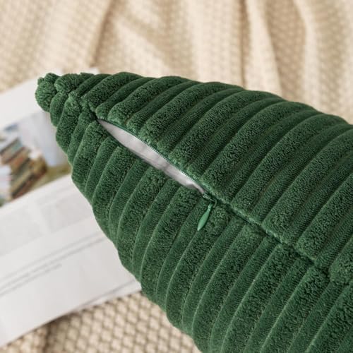 Kevin Textile Striped Corduroy 16”x16” Pillow Covers 2 Pack, Xmas Green - color: Christmas Green, size: 16" x 16" (Pack of 2)