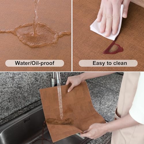 Homaxy PU Faux Leather Placemats for Dining Table, Set of 6, Brown - color: Brown