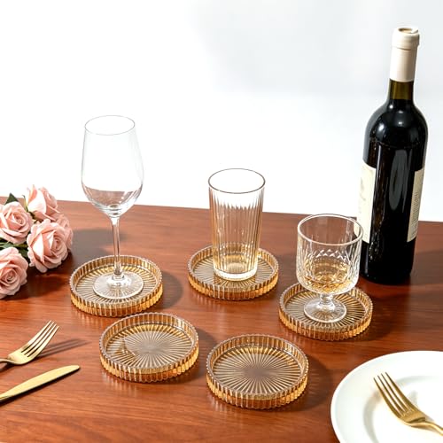 6 Pcs Modern Clear Coasters, Crystal Coaster, Glass Coasters