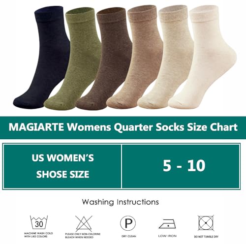 MAGIARTE Womens Mini Crew Cotton Socks,6 Pairs - color: Color#05