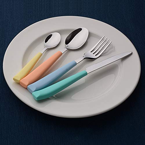 ANNOVA Silverware Set Stainless Steel Colorful Handle Tableware Kitchen Flatware Set Utensils, Includes Dinner Knives, Forks, Spoons, Salad Forks & Dessert Spoons (Mix, 24 Pieces) - color: Mix Color 24Pieces