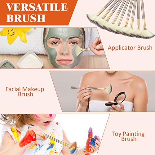 Maitys 9 Pieces Facial Fan Mask Brushes, Champagne - color: Champagne
