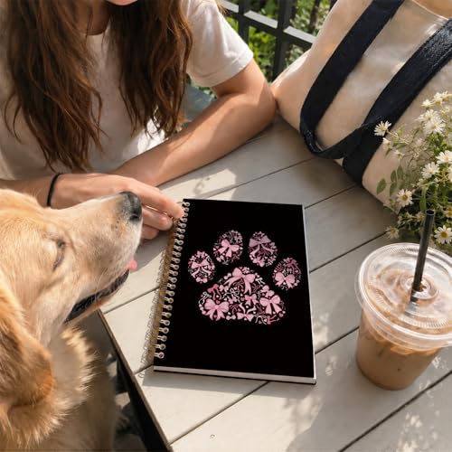VONTP Coquette Pink Bow Dog Spiral Notebook, 5.5x8.3 Inch - color: 005-Dog