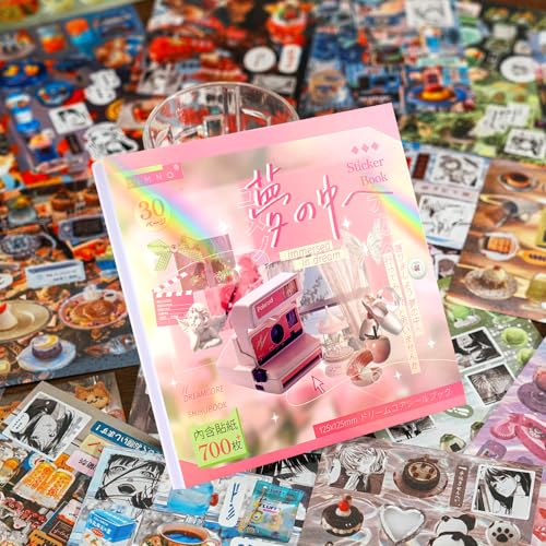 Tmtains 30 Sheets Japanese Sticker Book for Scrapbook 700+Pcs Heisei Retro Korean Sticker for Journaling Pink Aesthetic Stickers Book for Adults DIY Craft Scrapbooking Junk Supplies (Dive into Dreams) - color: Ap-pink