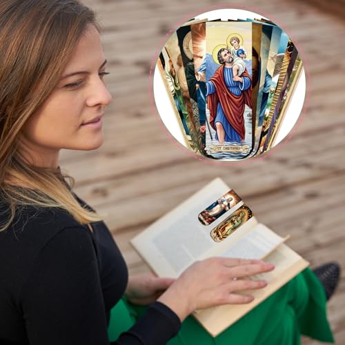 Wxiben 48 Pcs Catholic Saint Magnetic Bookmark Prayer Book Mark Page Clip - style: Catholic