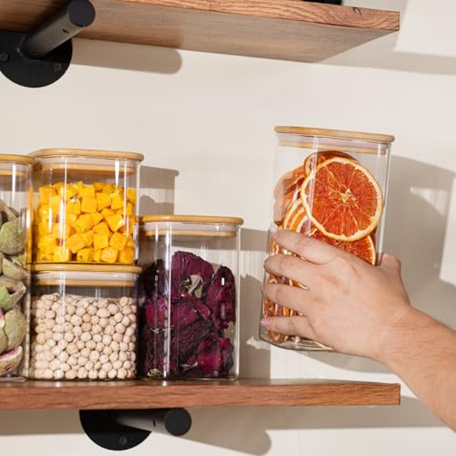 D2scrma 22oz/37oz/50oz Square Glass Storage Containers with Lids 6-Pack - size: 22oz*2/37oz*2/50oz*2