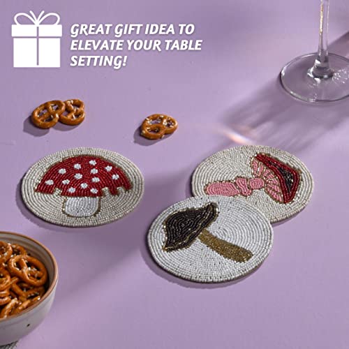Folkulture Boho Coasters Set for Drinks | 4" Round Farmhouse or Rustic Table Coaster for Coffee Table | Modern Coasters for Bar | Cute Coaster for Housewarming Gifts for Women - color: Magic