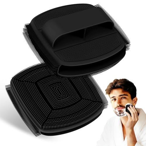 Upgrade Silicone Face Scrubber 2PCS, Soft Facial Cleansing Brush with Unique Side-Bristle Design, Manual Face Brush with Finger-Grip Handle for Gentle Exfoliating & Deep Cleansing(Blackx2) - color: Blackx2