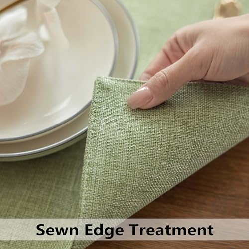 Demetex Cloth Green Placemats Set of 8 Heat Resistant Table Plate Mat Washable Linen Placemat for Kitchen Dining Tables, 13x19 inch, Grass Green - color: Grass Green, size: Placemats set of 8