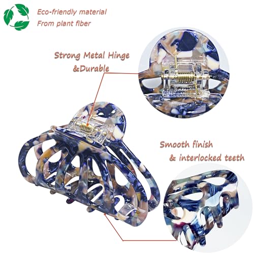 Fashion Acetate Hair Clips for Women Gilrs,2PCS Set,Marble Royalblue&Pink - color: Royalblue&Pink