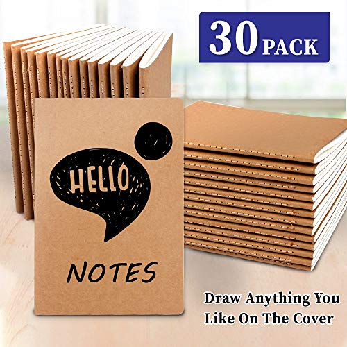 feela 30 Pack Kraft Notebooks, A5 60 Lined Pages Notebooks and Journals for Women Girls Students Making Plans Writing Memos Office School Supplies, 8.3 X 5.5 in - style: Lined-30 Pack