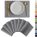 Demetex Grey Textured Linen Placemats Set of 8 Classic Place Mats Heat Resistant Cloth Table Placemat for Dinner Gathering Buffet, 13x19 inch, Ash Grey - color: Ash Grey, size: Placemats set of 8