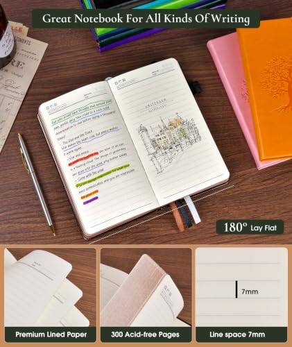 Small Journal Notebook 3.7"x6.8", 300 Page Lined Paper Pocket Size Notebook - color: Black, size: A6 (3.7in x 6.8in)