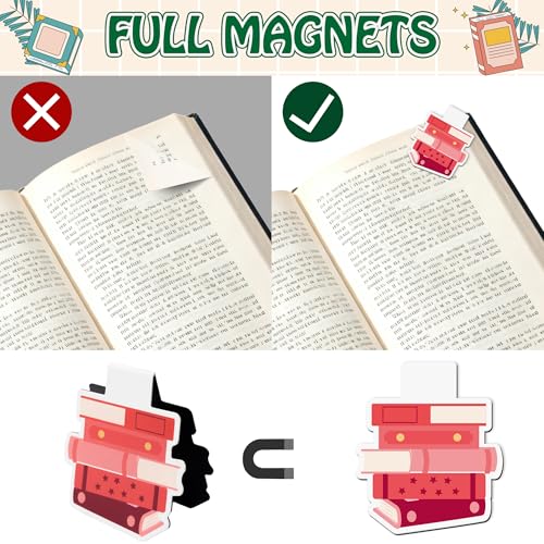 Yopyame Cute Magnetic Bookmarks Bulk - 36PCS Book Tracker Magnetic Bookmarks 12 Bookshelf Design Bookmark for Book Lovers Kids Double Sided Reading Page Markers for Adults Reading Lovers Classroom - style: Book