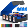 UAONO 4-Row 3000+ Trading Card Storage Box with Commander Display - color: Black&Blue, size: 4-row