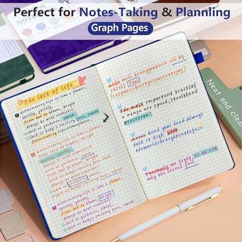 Graph Paper Notebook 5.9"×8.5", 160 Pages Grid Notebook, A5 Graphing Paper - color: Dark Blue, size: Grid Page