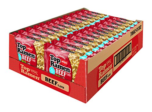 Nissin Top Ramen Noodle Soup, Beef, 3 Ounce (Pack of 48) - size: 3 Ounce (Pack of 48)