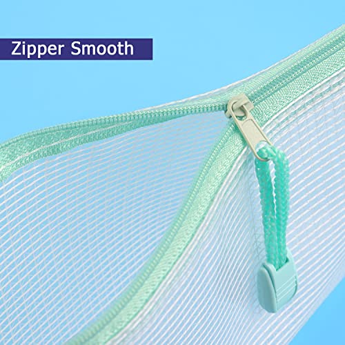 Tamaki 6 Pack Small Mesh Zipper Pouch Bags A6 Size - color: 6 Pack Macaroon