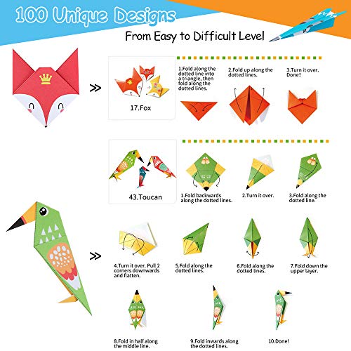 Origami Paper for Kids Crafts, 350 PCS Origami Paper Kit, Vivid 200 Cartoon Origami Objects+100 Solid Color Papers+50 Traditional Japanese Patterns with Instructions, Origami for Kids Adults Beginners