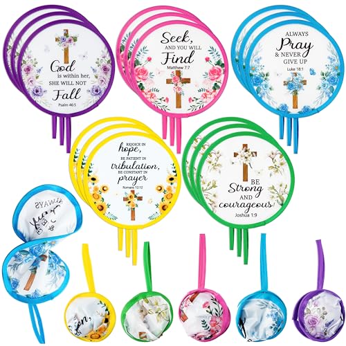 R HORSE 50Pcs Christian Church Fans Bulk Cross Bible Folding Handheld Fan - color: Cross