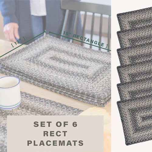 Homespice Flint Hill Jute Braided Placemats, Rect 13x19 Set of 6 - color: Flint Hill