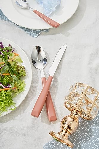 ANNOVA Silverware Set Stainless Steel Colorful Handle Tableware Kitchen Flatware Set Utensils, Includes Dinner Knives, Forks, Spoons & Dessert Spoons (Brown, 16 Pieces) - color: Brown 20Pieces