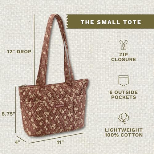 Bella Taylor Small Tote, Quilted Shoulder Bag for Women - color: Burgundy Floral