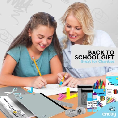 Enday Back to School Supplies for Kids, School Supply Box Grades K-5 (Grey, 12 Kits) - color: Grey, size: 12 Kits