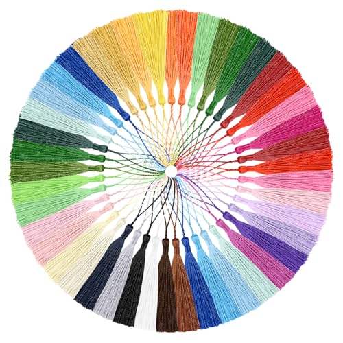 200pcs Bookmark Tassels Bulk 5 Inch Silky Soft Handmade Tassels for Crafts, DIY Jewelry Making, Gift Decorations, 33 Colors - color: Colorful