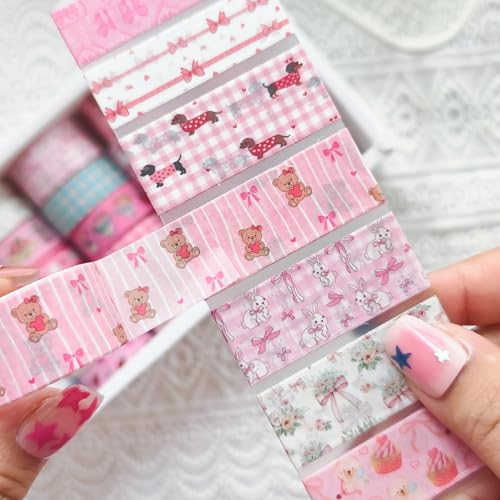 Bomichi Washi Tape Set - 42 Rolls Cute Pink Bow Decorative Scrapbook Tape - color: Pink bow