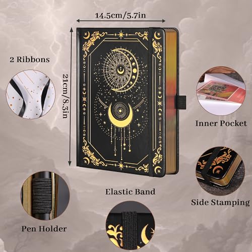 TIEFOSSI Line Journal Notebook for Women Men, 316 Pages,8.3x5.8 IN - color: Black gold, size: Line