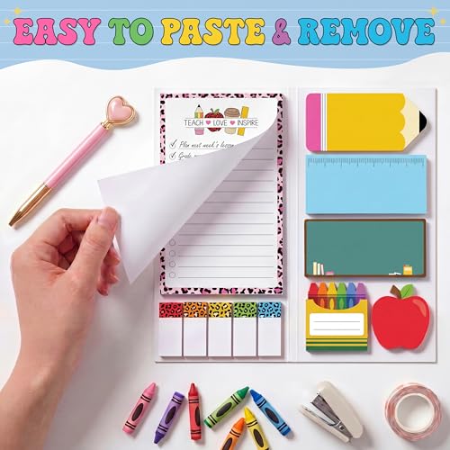 BEAWART Teacher Sticky Notes Set, Leopard Classroom Appreciation Gift - color: Leopard Teacher Sticky Notes