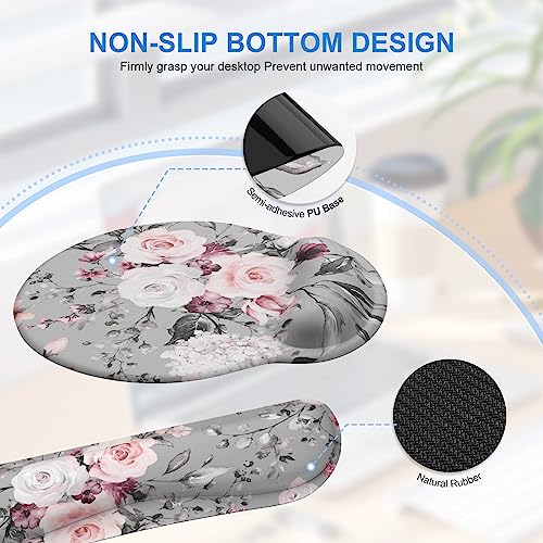 iCasso Desk Blotter for Workspace, Pink Floral 35.4"x15.7" Mousepad - color: Tea Rose