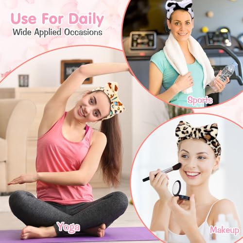 6 Pack Spa Headbands for Women Face Washing Headband Leopard Print Style - color: Leopard