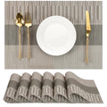 Placemats Set of 6, Vinyl Woven Heat-Resistant Place Mats - color: Gray Dark Gray, size: Set of 6