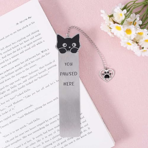 Cat Bookmark, Zinc Alloy Kitten Pet Book Marker for Women - style: Black Cat