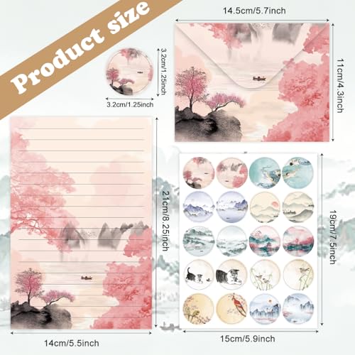 FUNCLASS 160 Pcs Ink Wash Stationery Set Letter and Envelopes - color: Ink wash