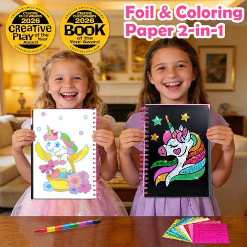 FUNNYB&G Foil Art Craft Kit for Kids, Sparkly Birthday Gift Toy for Girls - style: Unicorns
