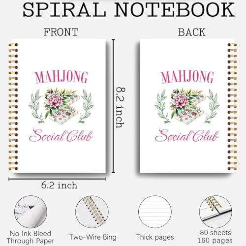 Mahjong Social Club Notebook, Mahjong Gifts for Women Journal, Gifts for Mah Jong Lovers Players Journal, Mah Jong Accessories Hardcover Spiral Notebooks 5.5x8.3 Inch - color: Section 6
