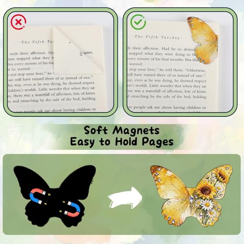 10 Pcs Butterfly Magnetic Bookmarks, Cute Animal Page Markers for Reading - color: Butterfly