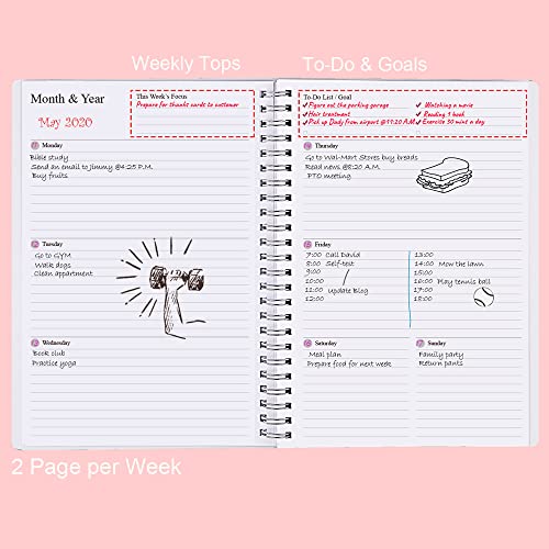 Nokingo Undated Planner for 2026 or Any Year - Weekly & Monthly Organizer Notebook & Journal to Track Goals, 5.85" x 8.25", Perfect to Organize Your Daily Life, Pink Weekly Monthly Planner Undated - style: Pink