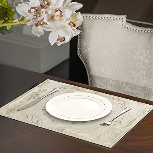 Loom and Mill Luxury Damask Floral Placemats Set of 4, Light Apricot - color: Light Apricot, size: 4 Pieces