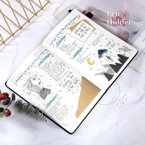 Lined Journal Notebook for Women Cute Leather Journals for Writing - color: Black