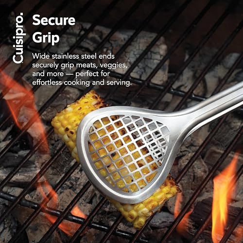 Cuisipro Stainless Steel Wide Grill/Fry Tongs, 12-Inch - size: 12-Inch